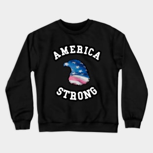 🦅 America Strong, 1776, Eagle Head Flag, Patriotic Crewneck Sweatshirt